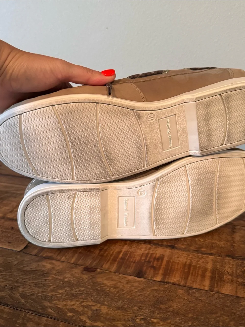 Samuel Windsor Tan Suede Men’s Boat Deck Shoes with Contrast Laces